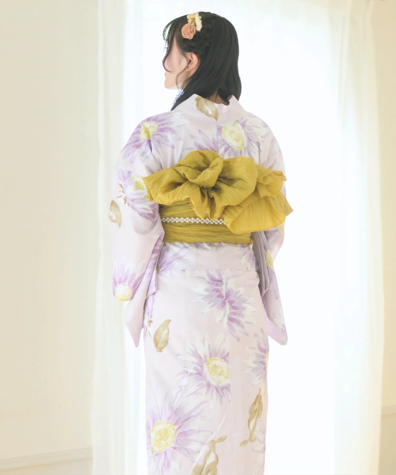 夕涼浴衣 桃風ひまわり二部式単品