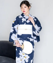 夕涼浴衣 夜風の白椿 二部式単品