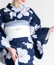 夕涼浴衣 夜風の白椿 二部式単品