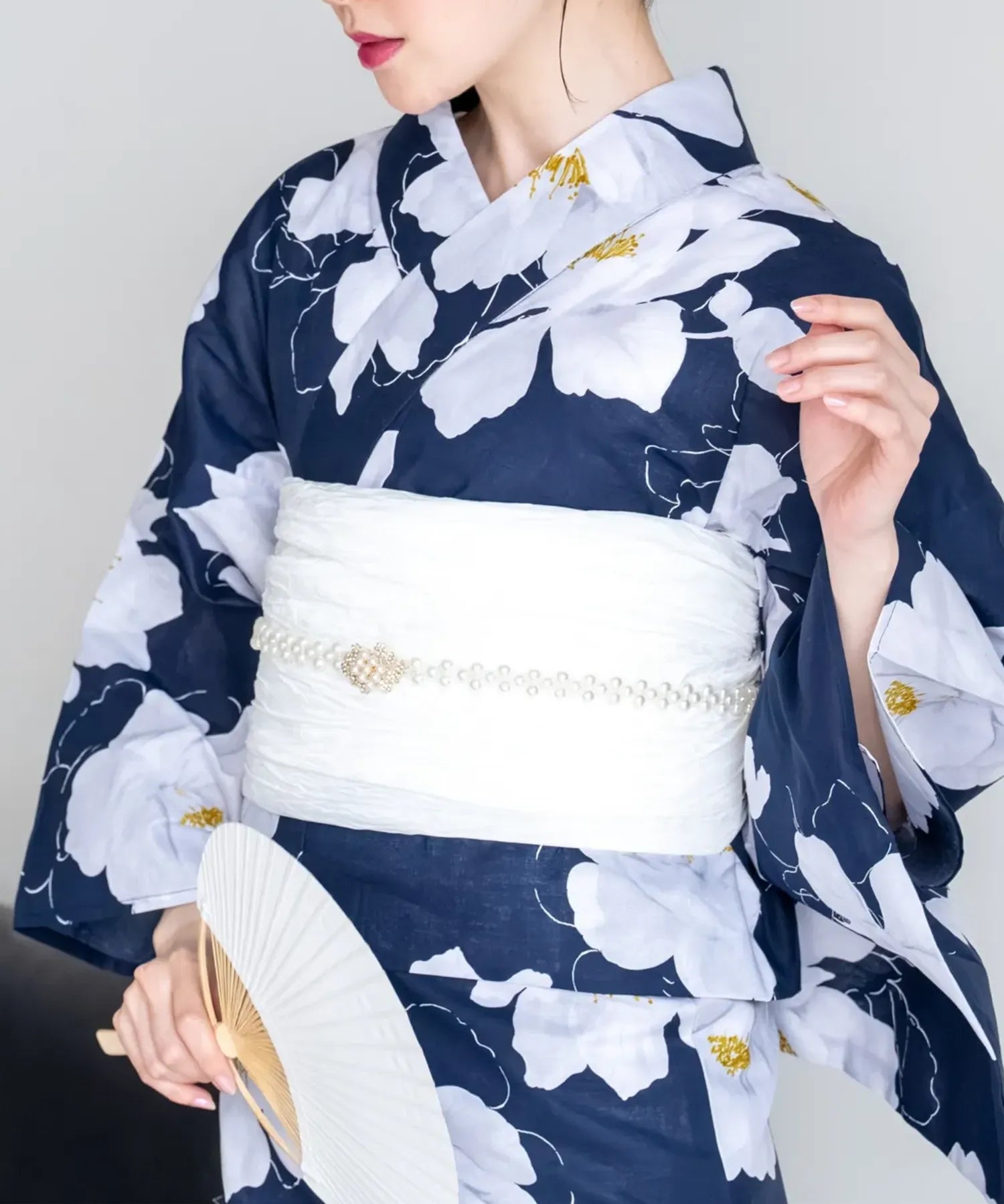 夕涼浴衣 夜風の白椿 二部式単品