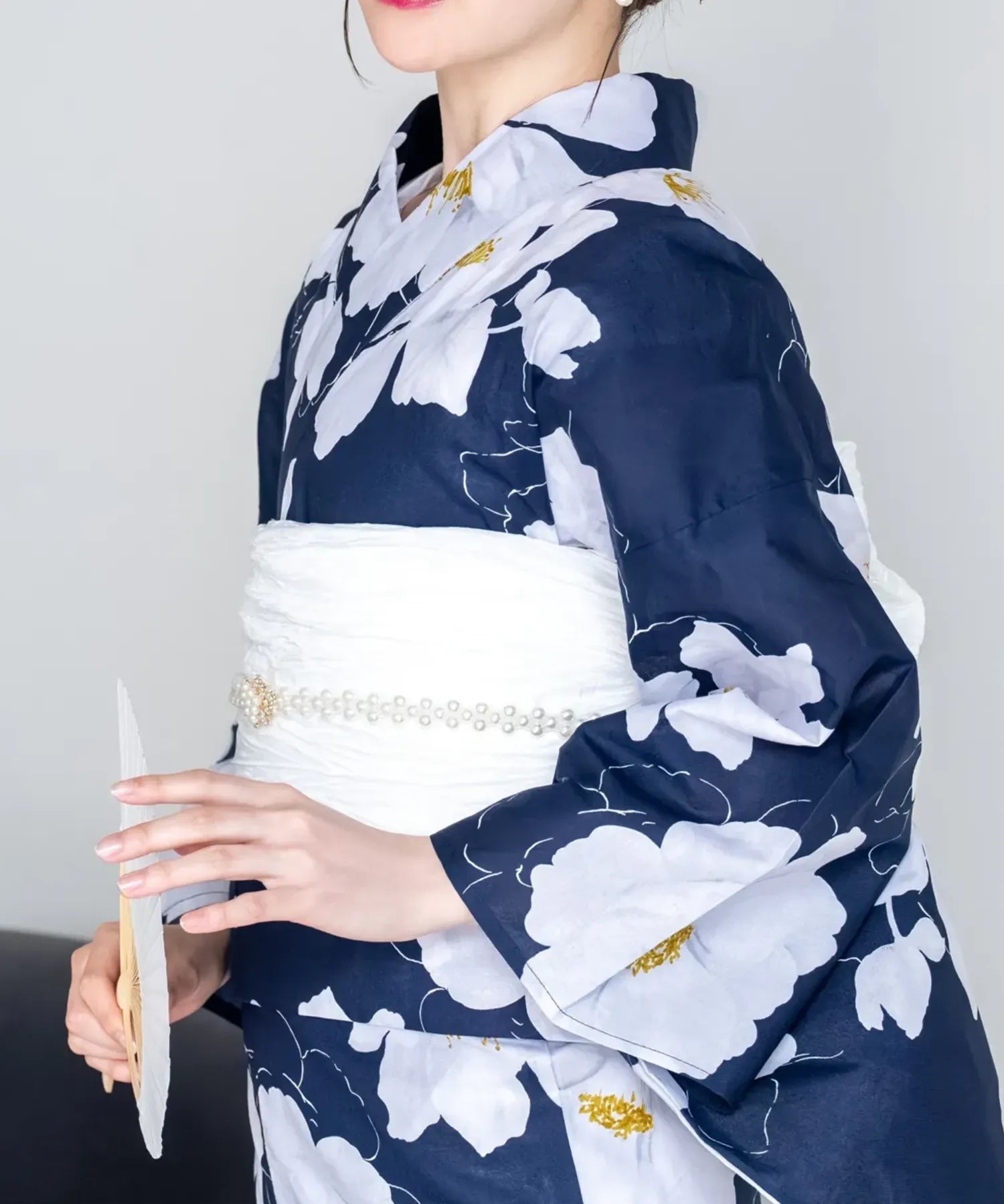 夕涼浴衣 夜風の白椿 二部式単品