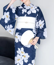 夕涼浴衣 夜風の白椿 二部式単品