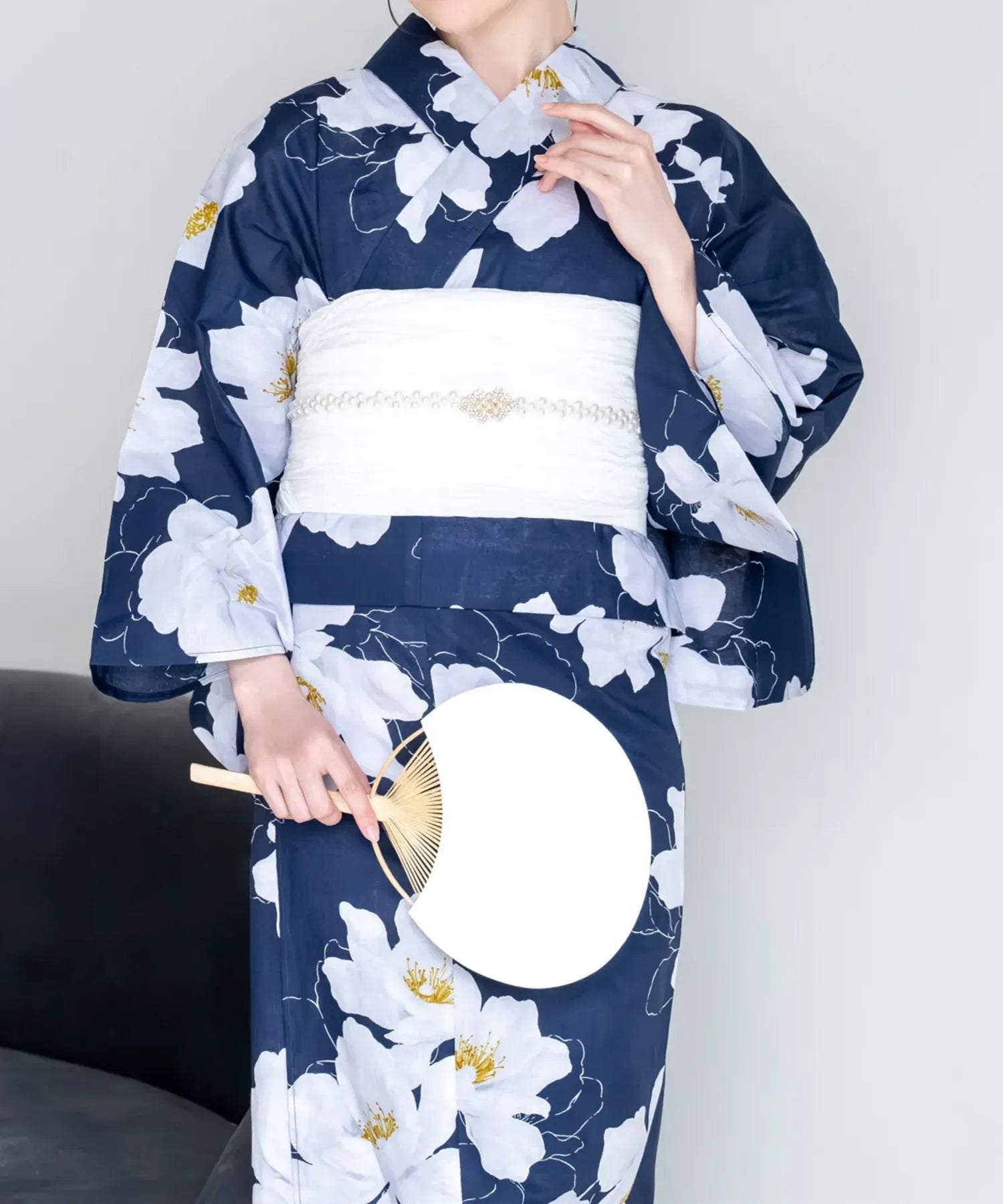夕涼浴衣 夜風の白椿 二部式単品