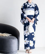 夕涼浴衣 夜風の白椿 二部式単品
