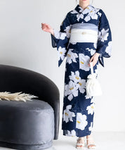 夕涼浴衣 夜風の白椿 二部式単品