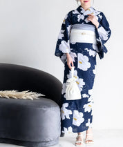 夕涼浴衣 夜風の白椿 二部式単品