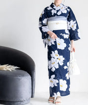 夕涼浴衣 夜風の白椿 二部式単品