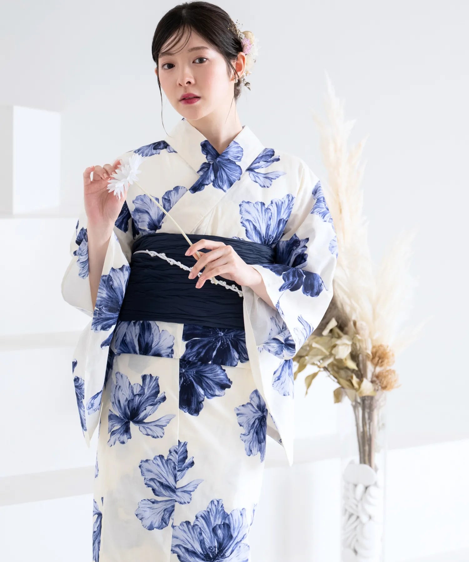 夕涼浴衣 濃藍花映し 二部式単品