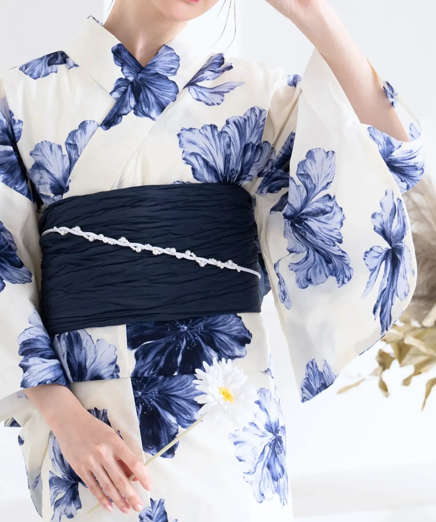 夕涼浴衣 濃藍花映し 二部式単品
