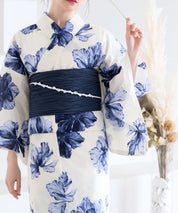 夕涼浴衣 濃藍花映し 二部式単品