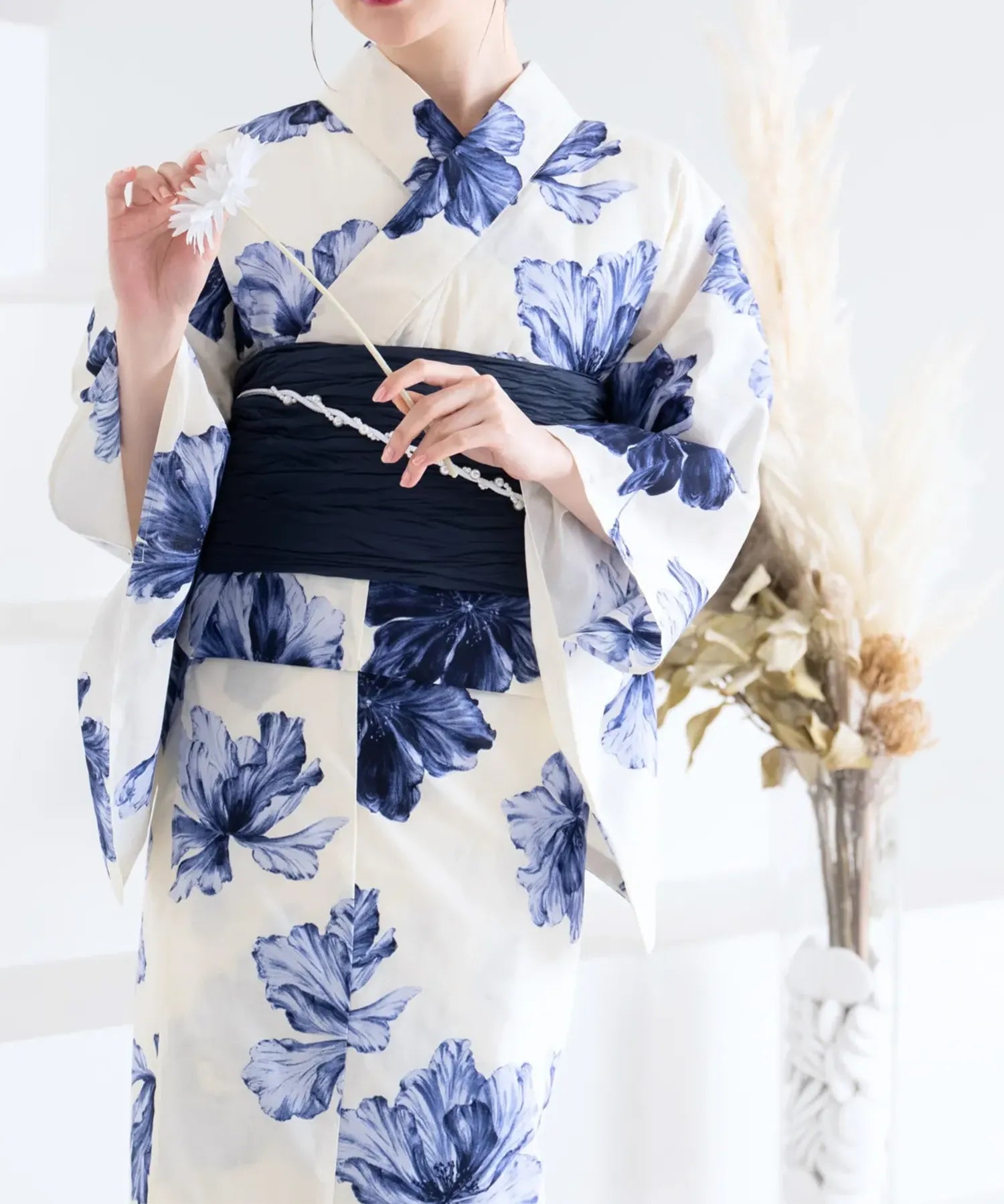 夕涼浴衣 濃藍花映し 二部式単品