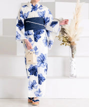 夕涼浴衣 濃藍花映し 二部式単品