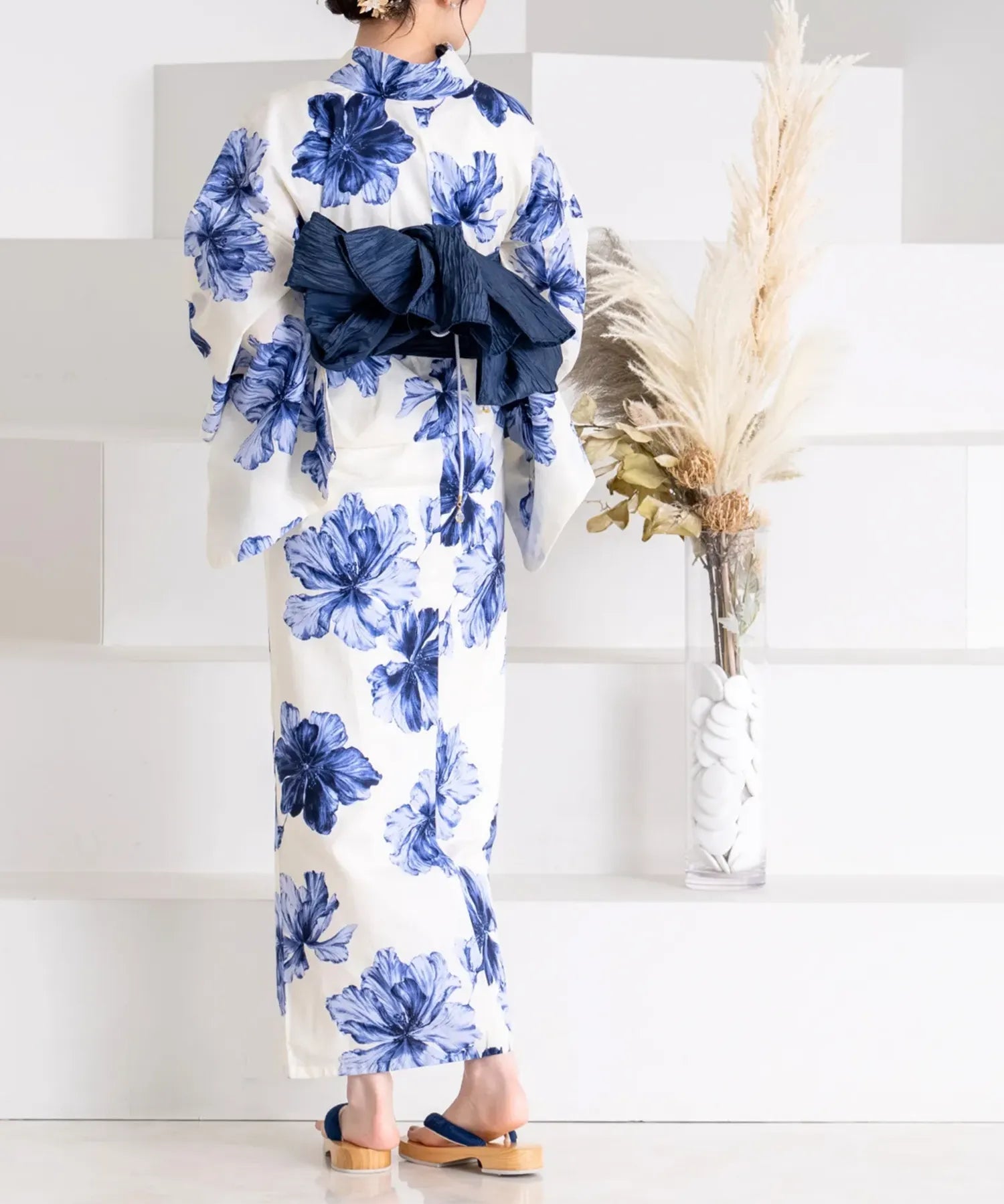 夕涼浴衣 濃藍花映し 二部式単品