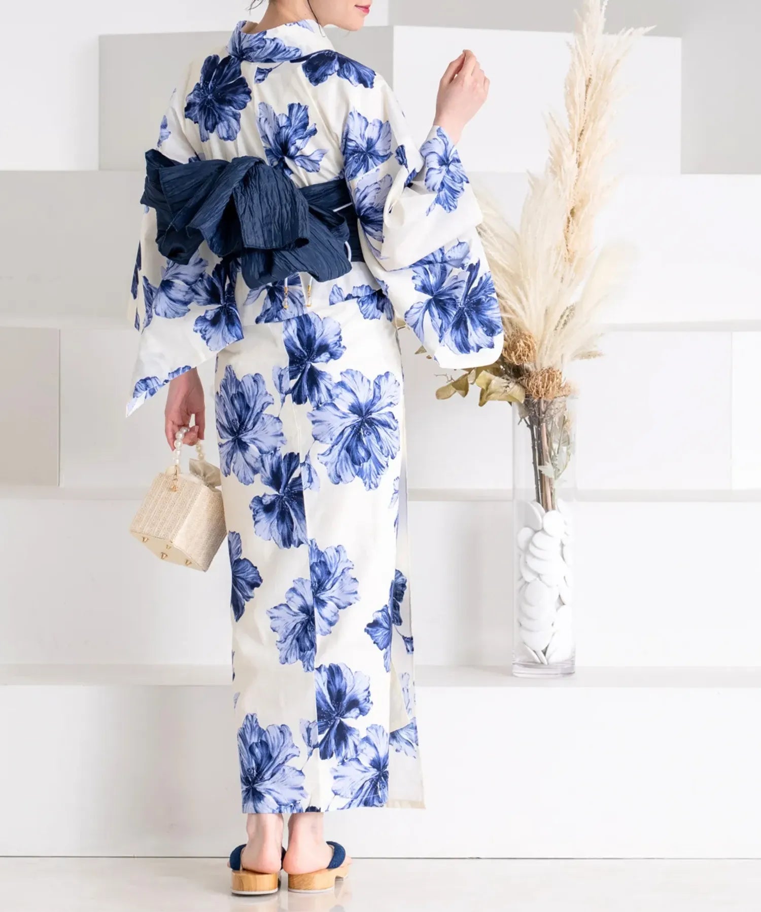 夕涼浴衣 濃藍花映し 二部式単品