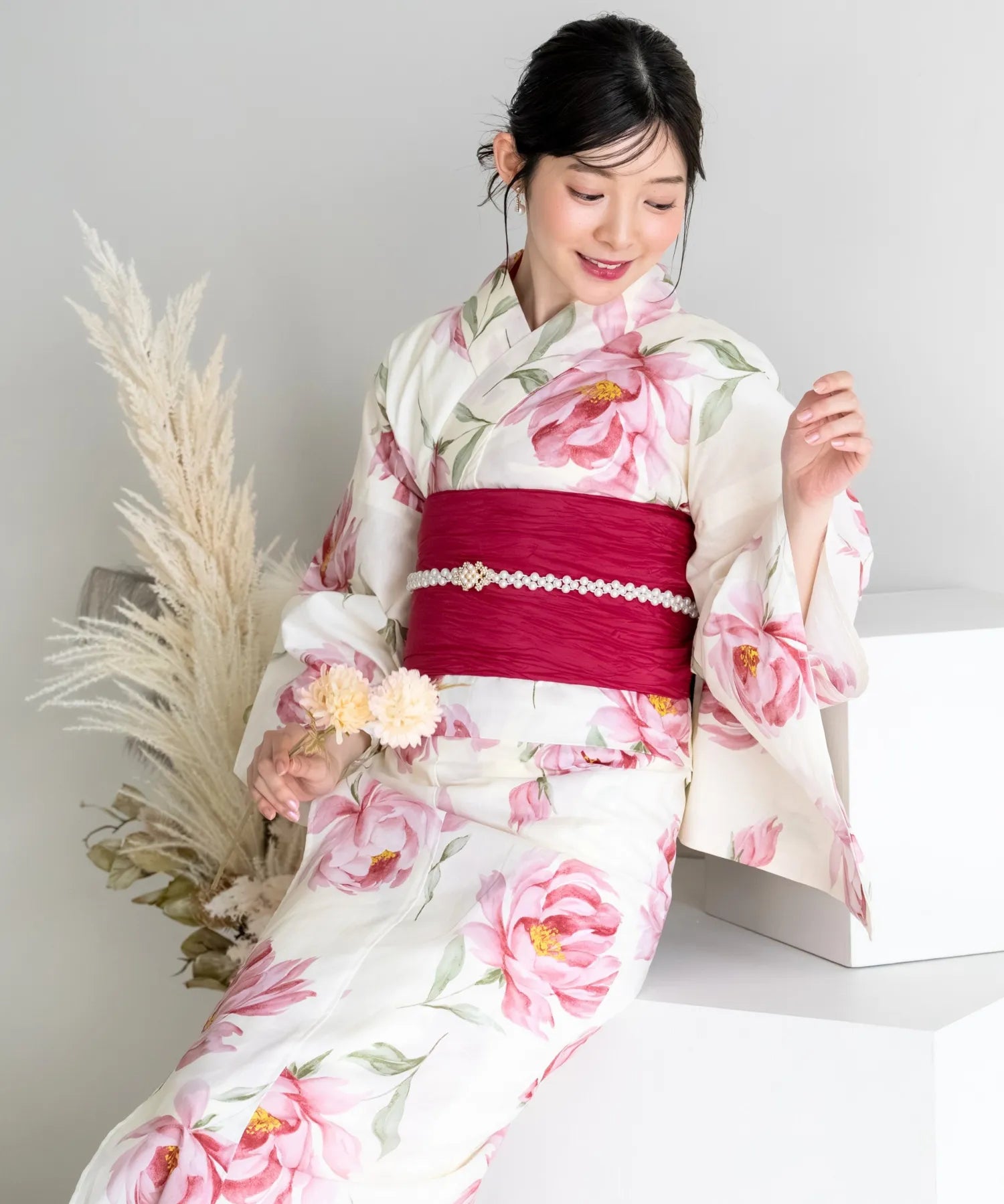 夕涼浴衣 ほの紅牡丹 二部式単品