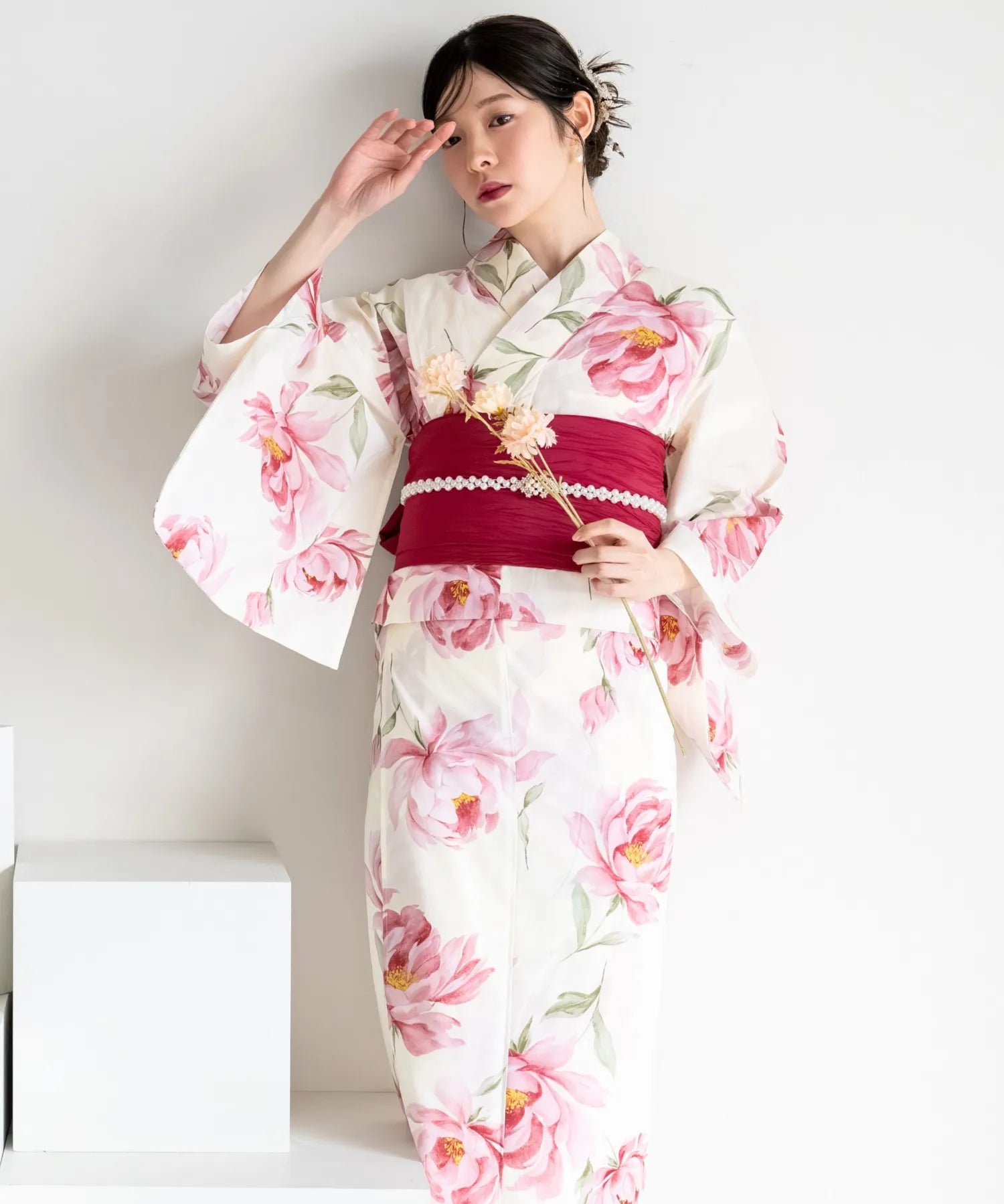 夕涼浴衣 ほの紅牡丹 二部式単品