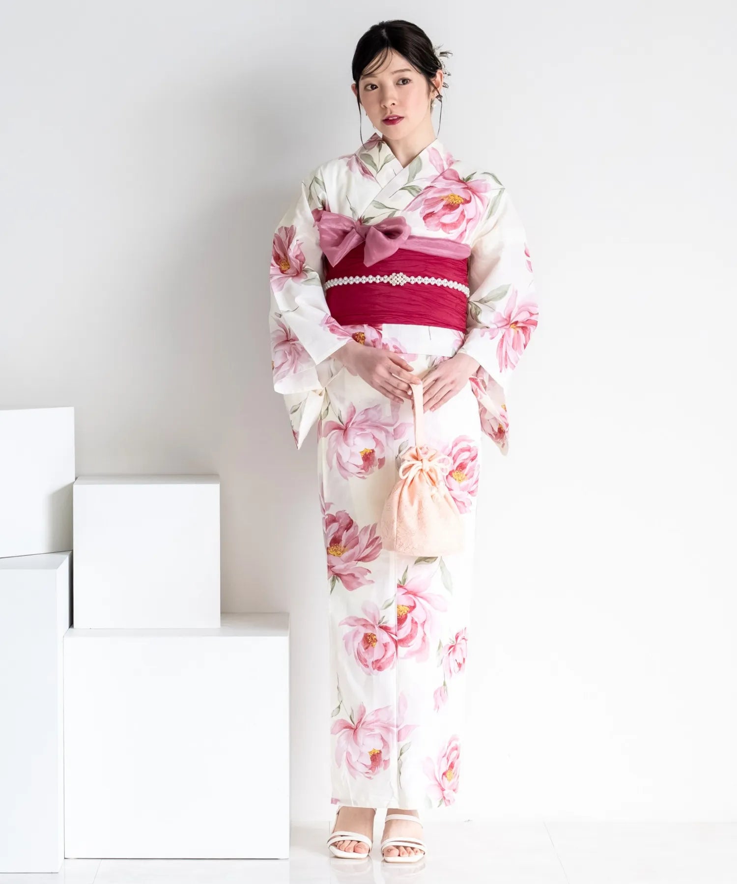 夕涼浴衣 ほの紅牡丹 二部式単品