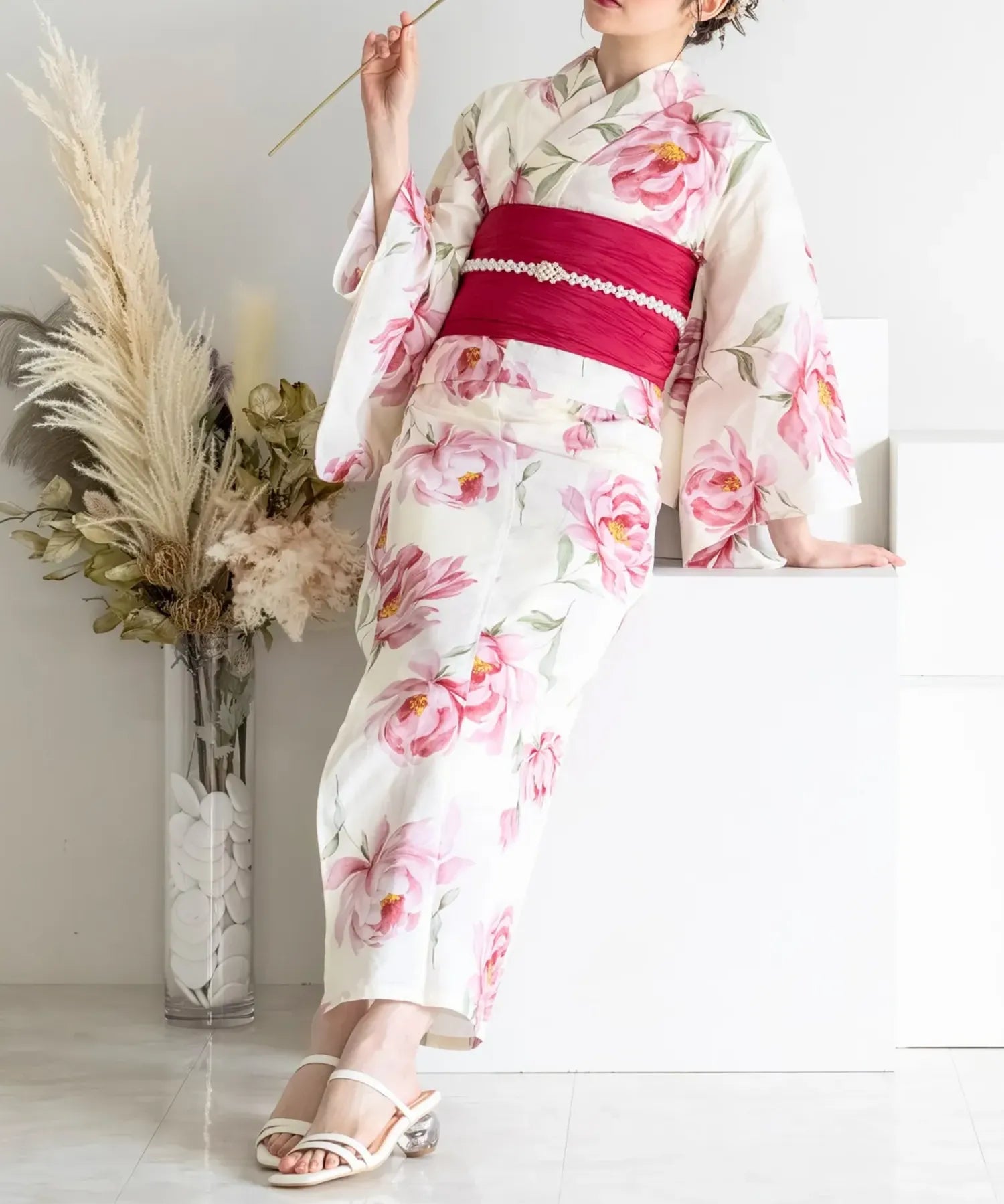 夕涼浴衣 ほの紅牡丹 二部式単品