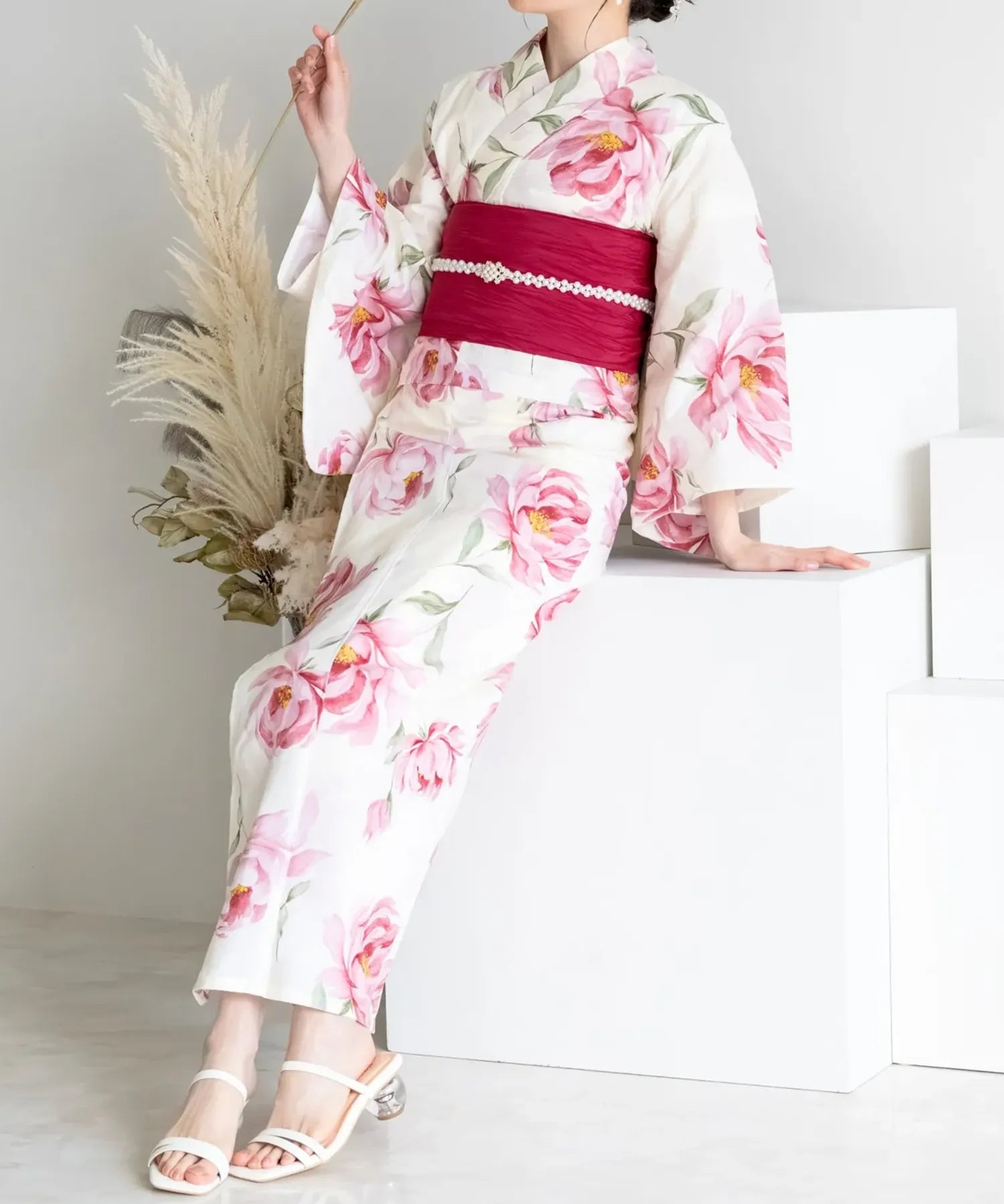 夕涼浴衣 ほの紅牡丹 二部式単品