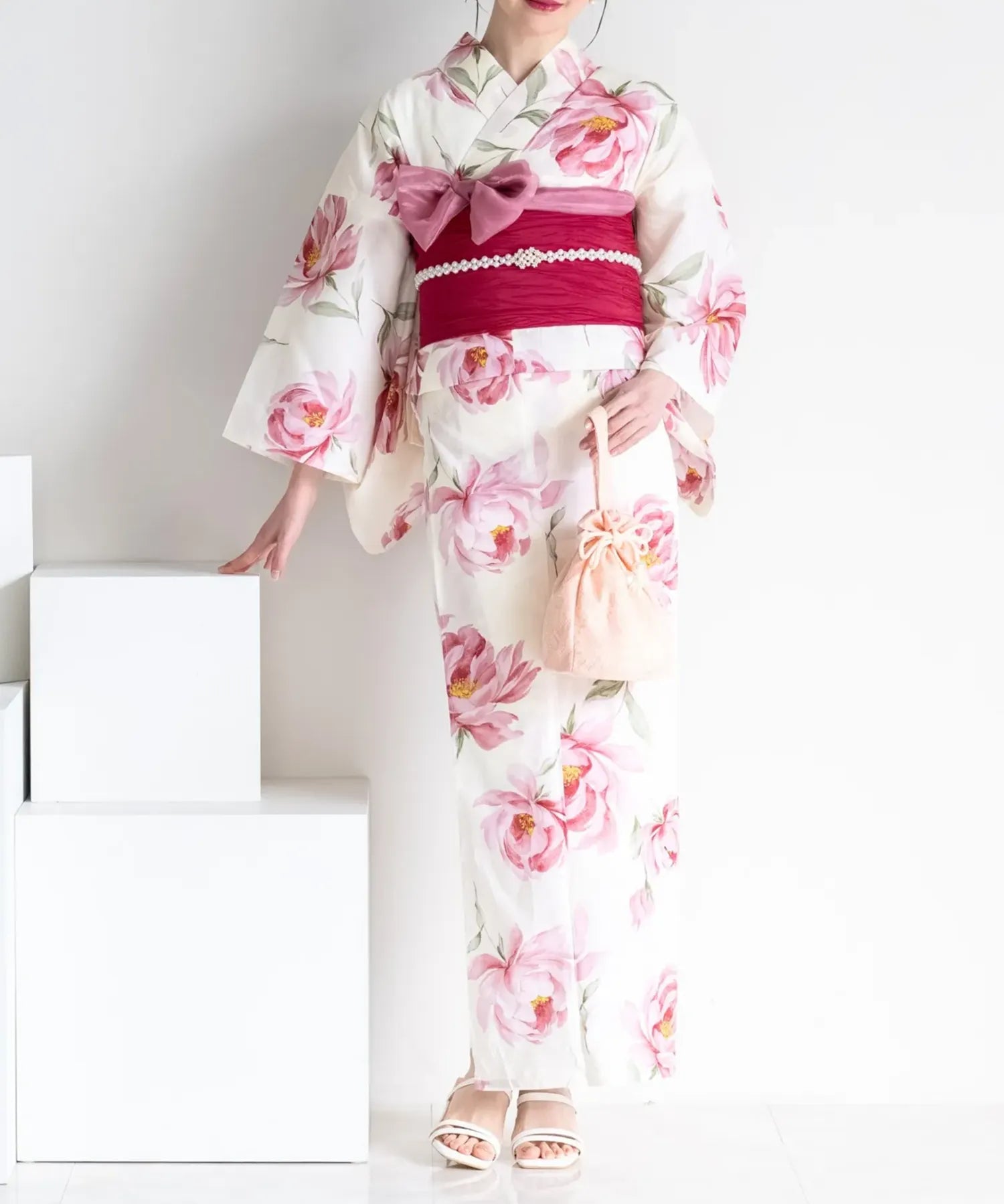夕涼浴衣 ほの紅牡丹 二部式単品