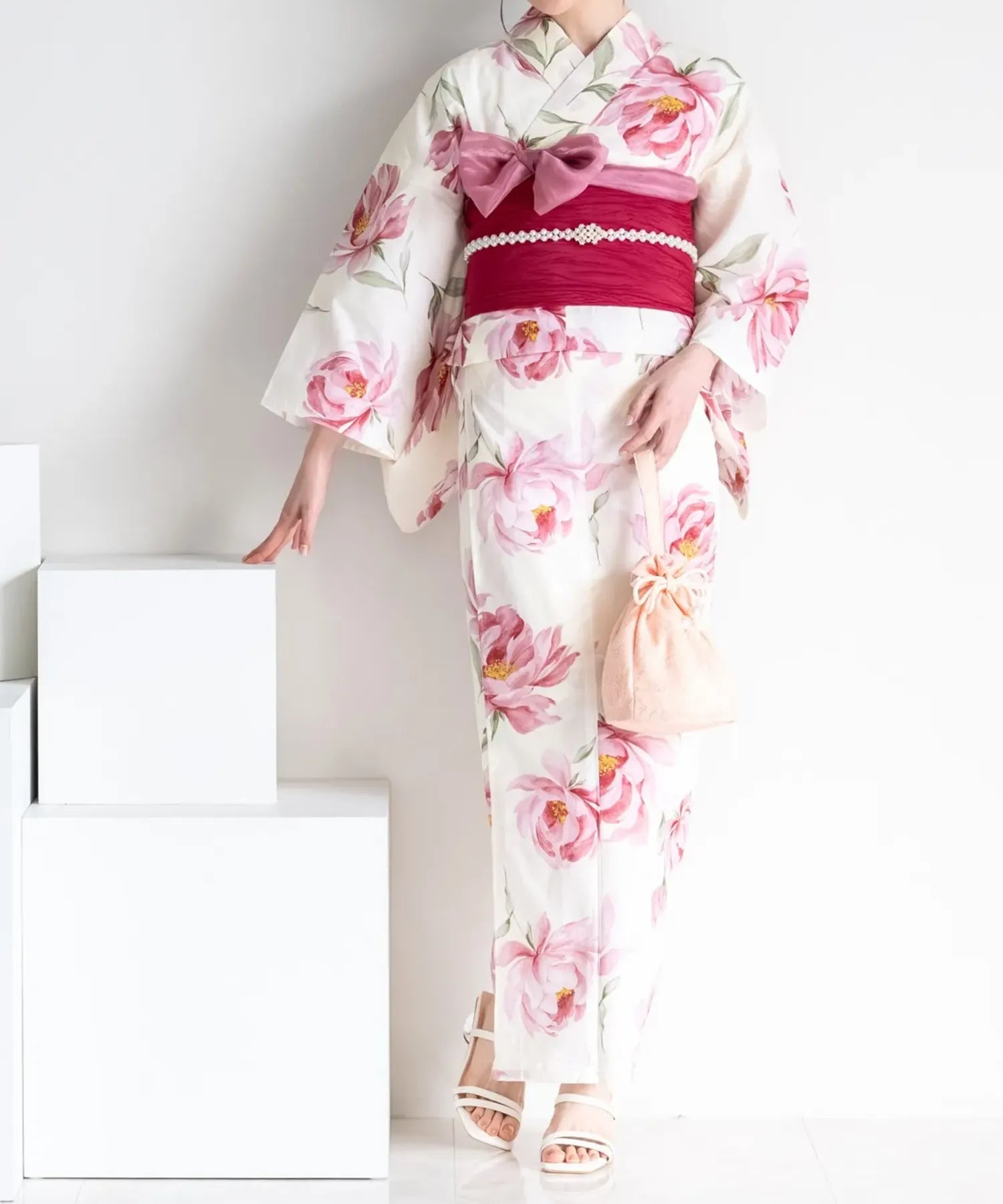 夕涼浴衣 ほの紅牡丹 二部式単品