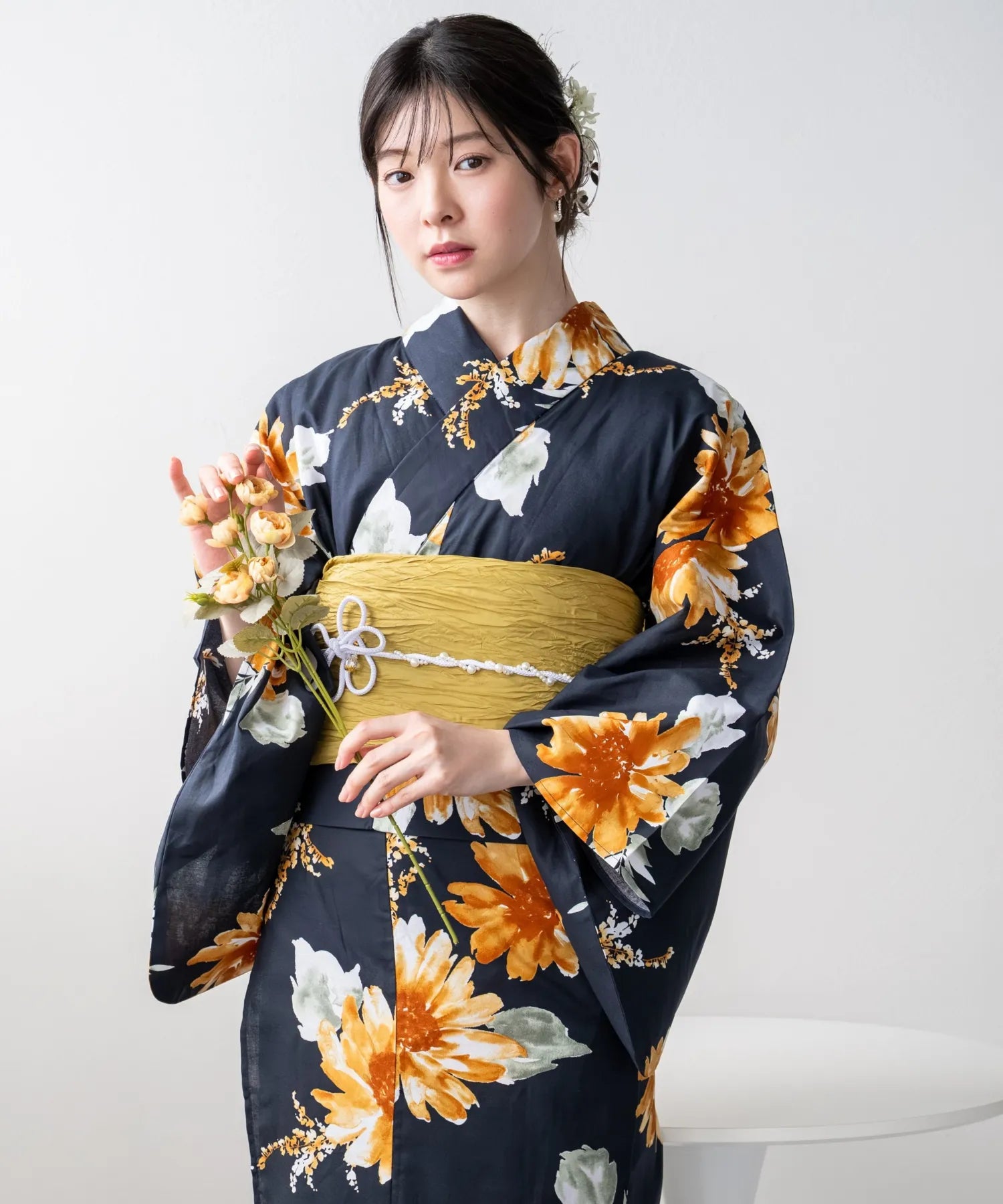夕涼浴衣 ひまわりの夏陽模様 二部式単品