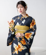 夕涼浴衣 ひまわりの夏陽模様 二部式単品