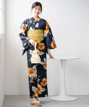 夕涼浴衣 ひまわりの夏陽模様 二部式単品