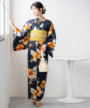 夕涼浴衣 ひまわりの夏陽模様 二部式単品