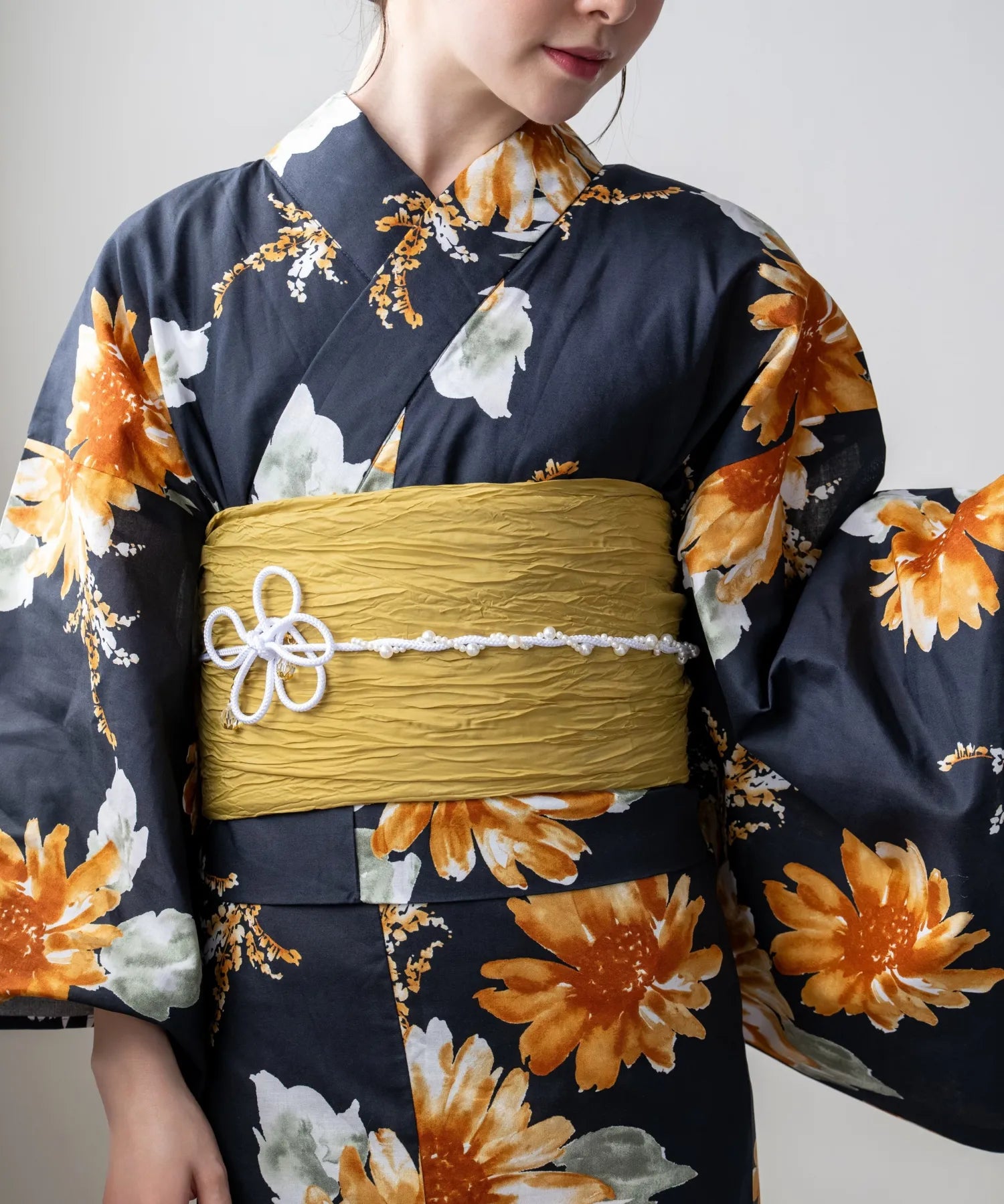 夕涼浴衣 ひまわりの夏陽模様 二部式単品