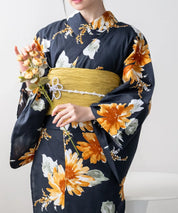 夕涼浴衣 ひまわりの夏陽模様 二部式単品