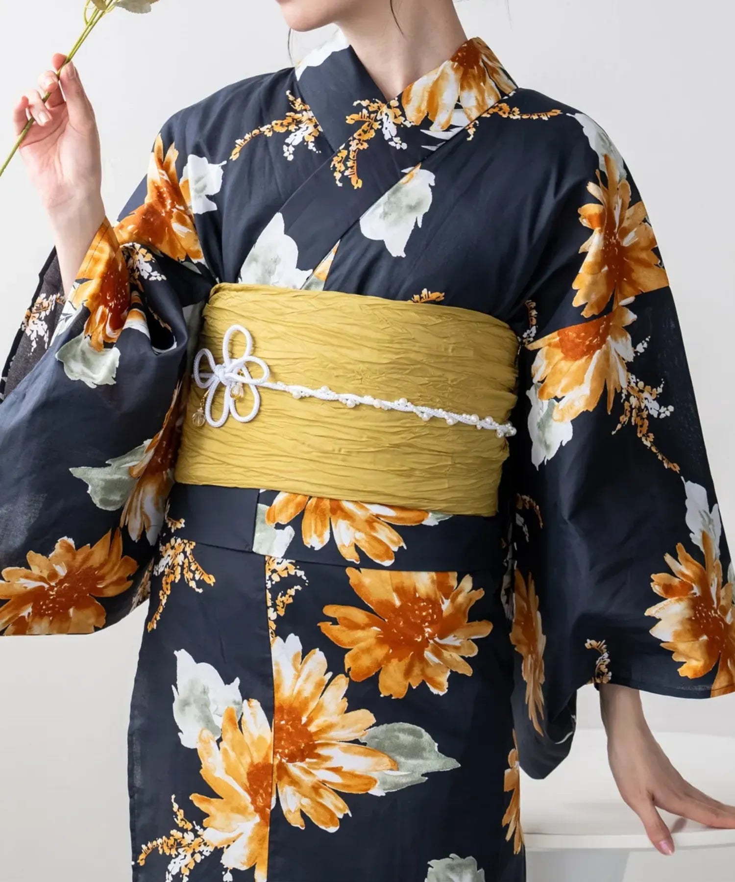 夕涼浴衣 ひまわりの夏陽模様 二部式単品