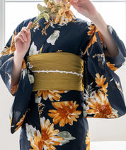 夕涼浴衣 ひまわりの夏陽模様 二部式単品