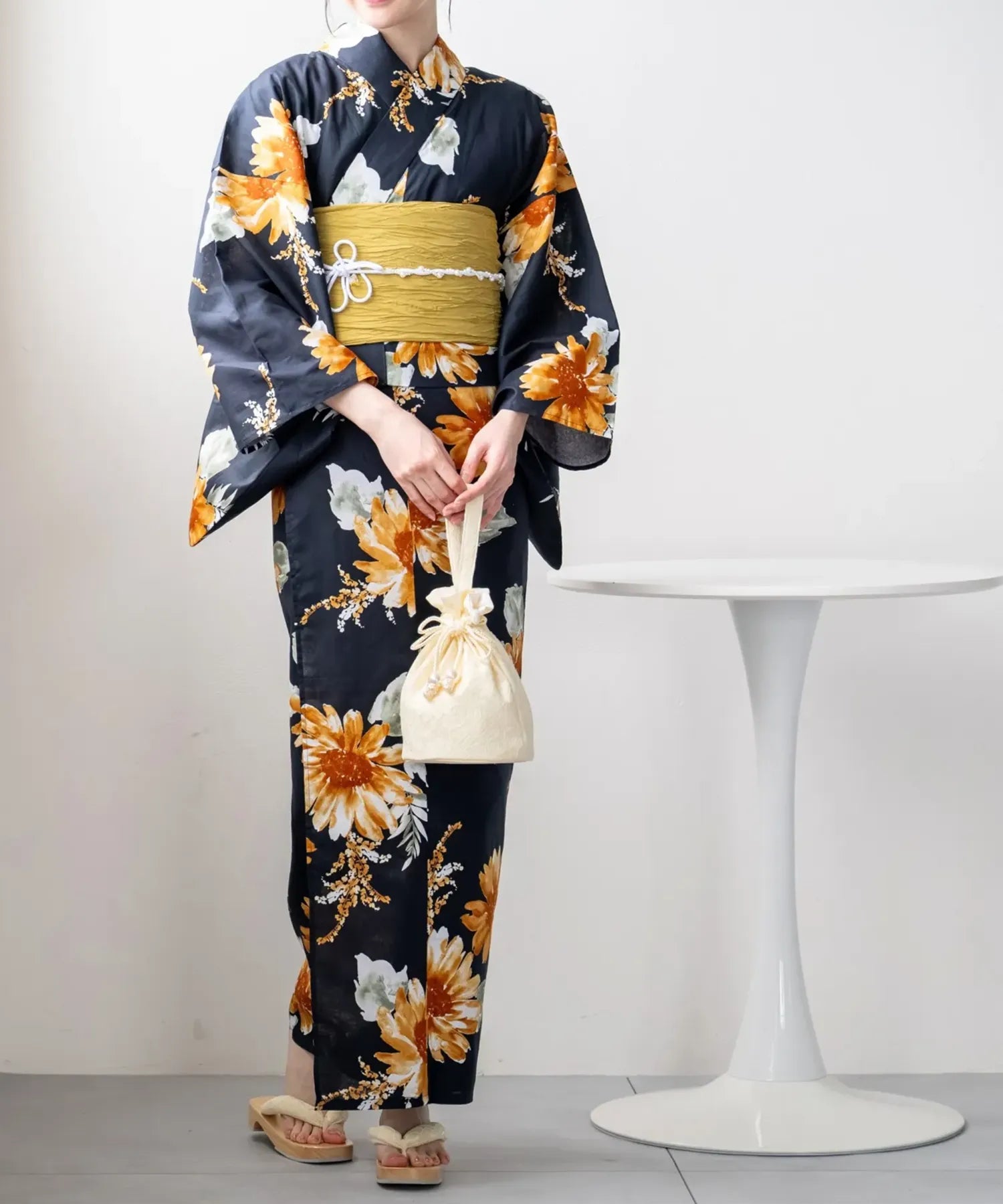 夕涼浴衣 ひまわりの夏陽模様 二部式単品