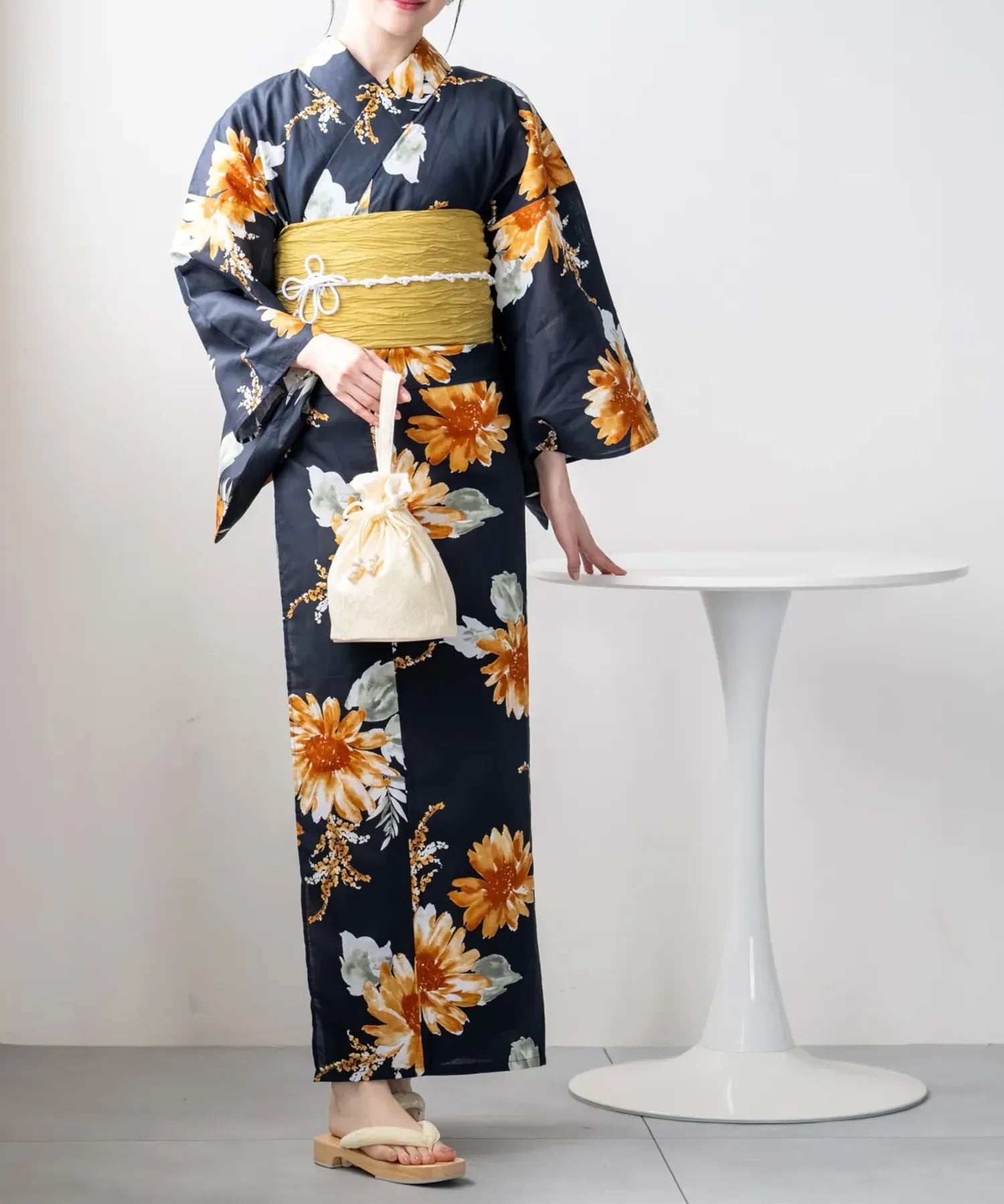 夕涼浴衣 ひまわりの夏陽模様 二部式単品