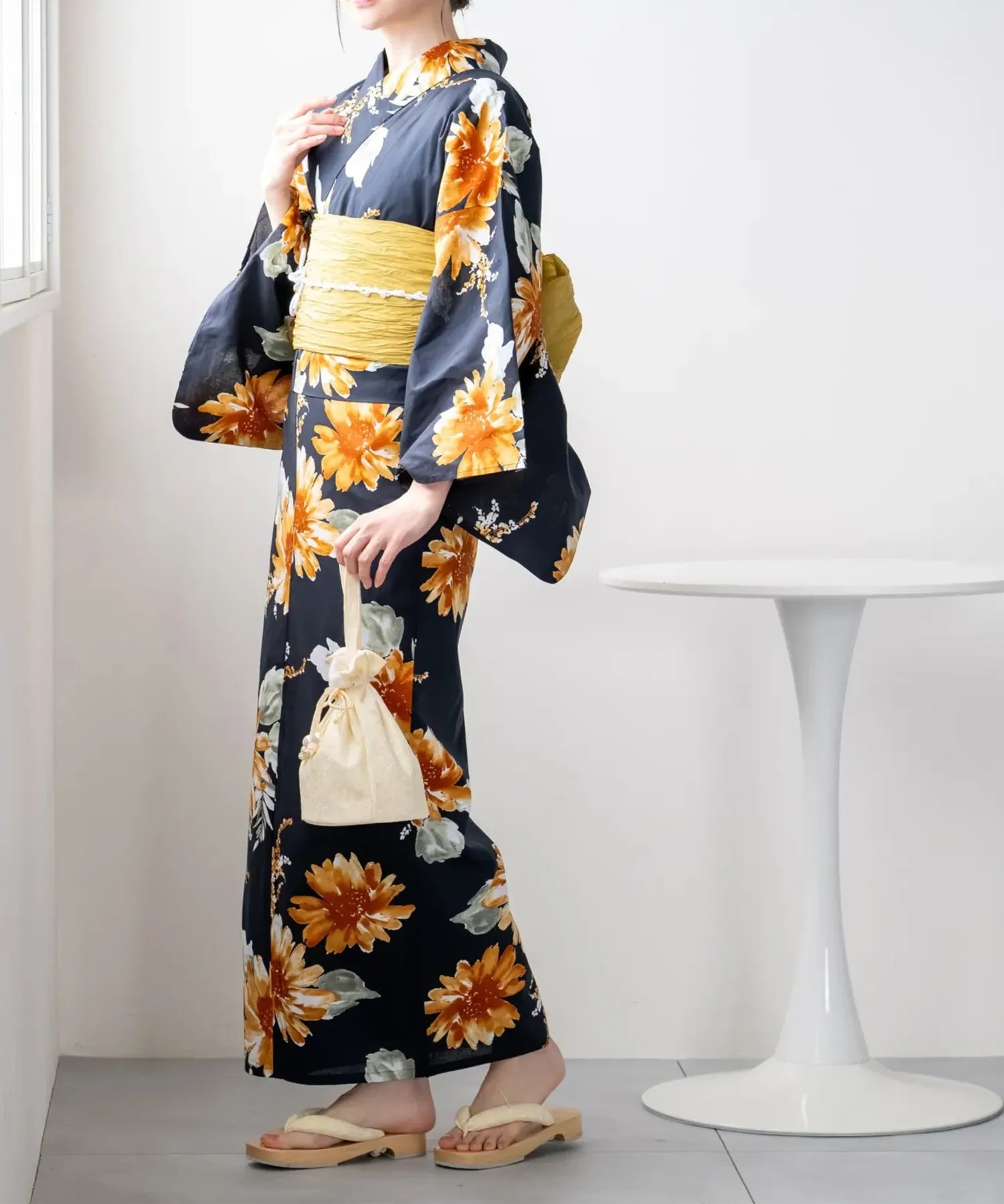 夕涼浴衣 ひまわりの夏陽模様 二部式単品