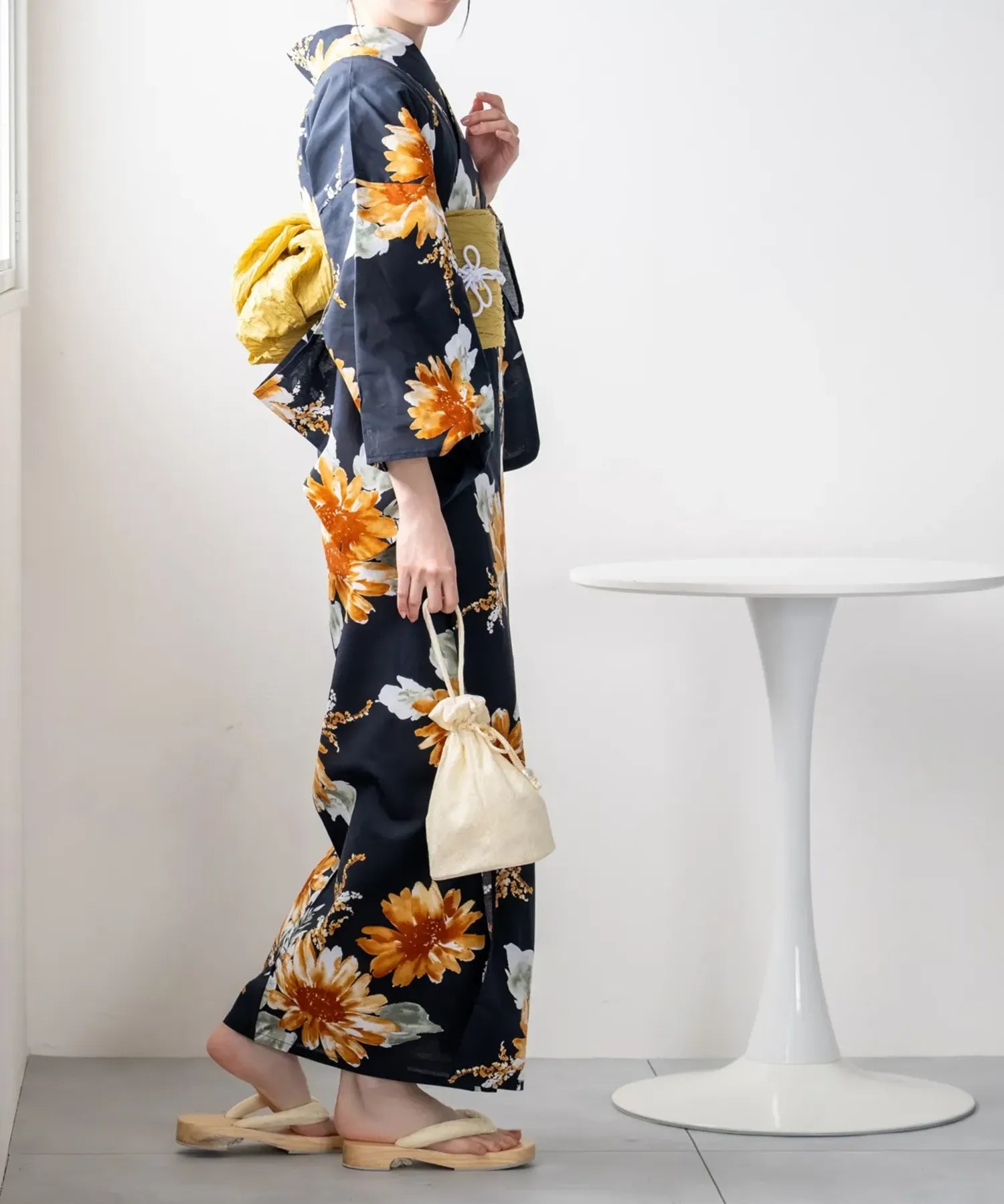 夕涼浴衣 ひまわりの夏陽模様 二部式単品