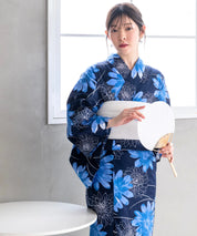 夏花浴衣 蒼花流れ 単品