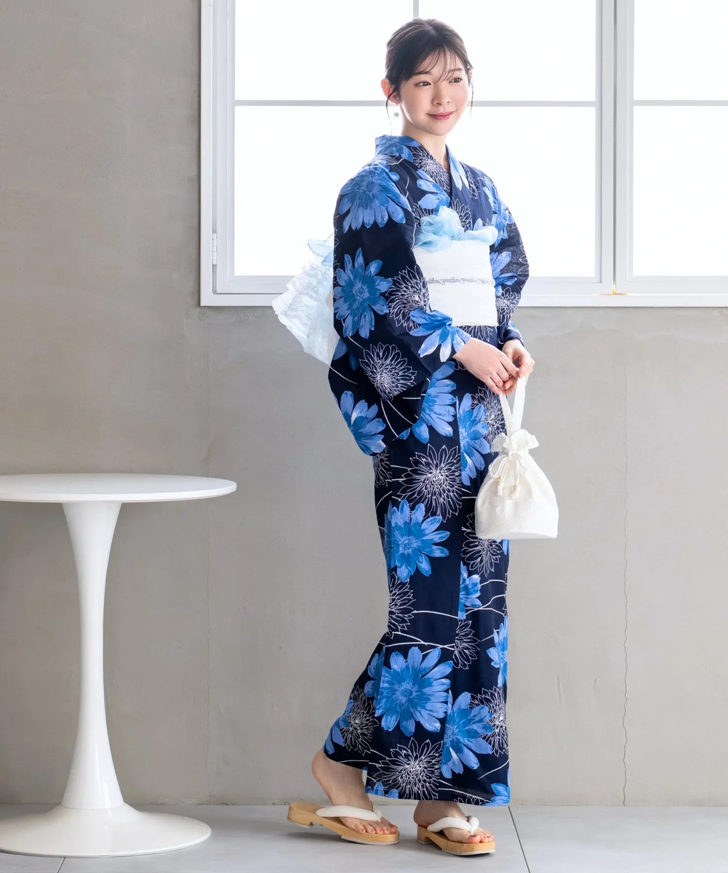 夏花浴衣 蒼花流れ 単品