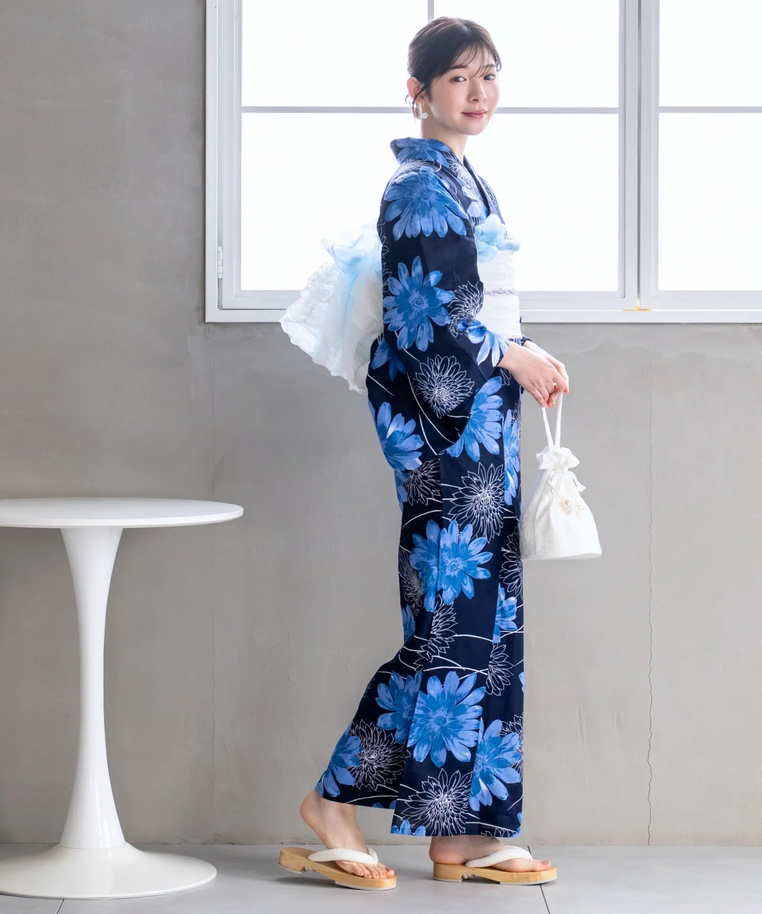 夏花浴衣 蒼花流れ 単品