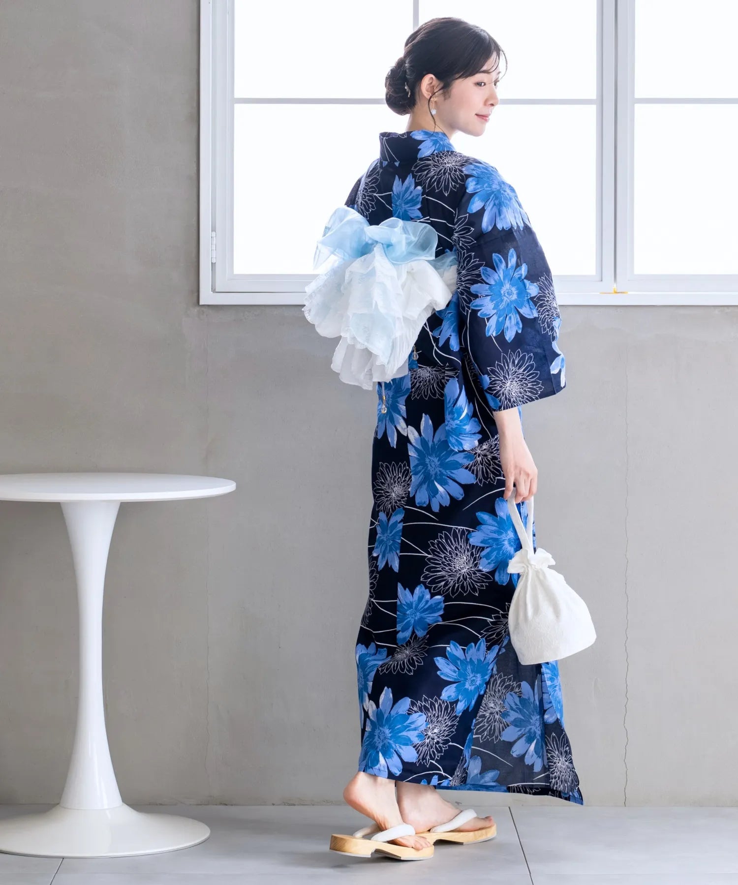 夏花浴衣 蒼花流れ 単品