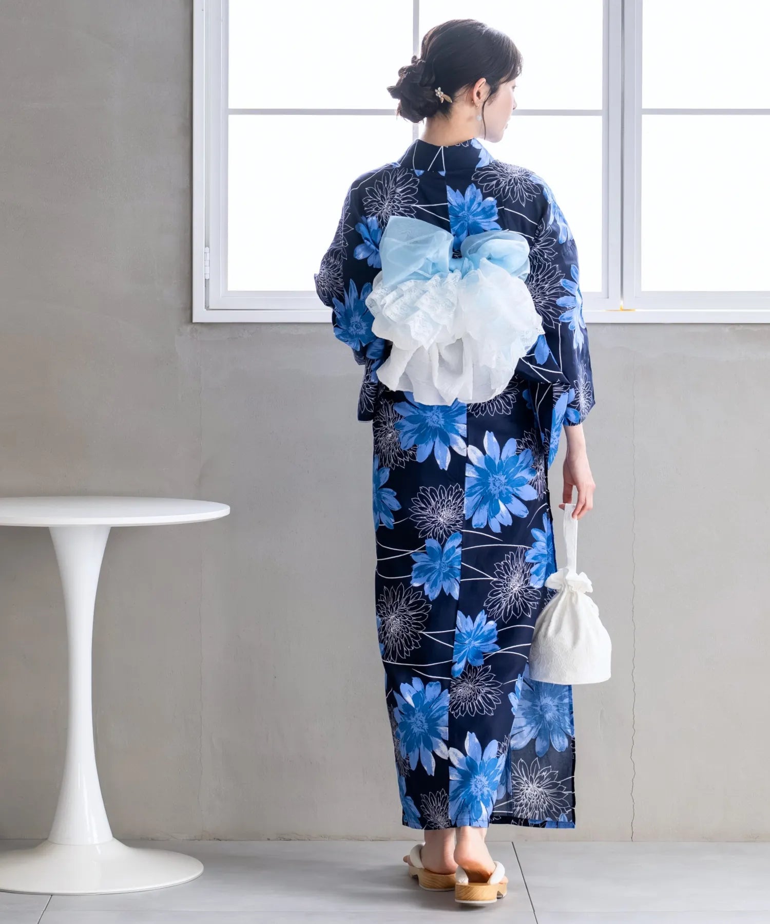 夏花浴衣 蒼花流れ 単品