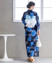 夏花浴衣 蒼花流れ 単品