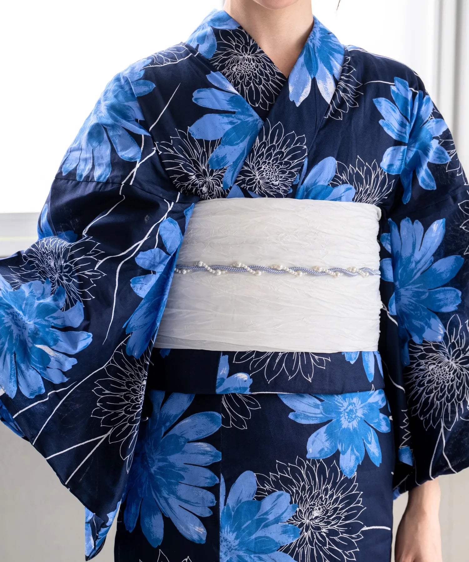 夏花浴衣 蒼花流れ 単品