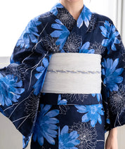 夏花浴衣 蒼花流れ 単品