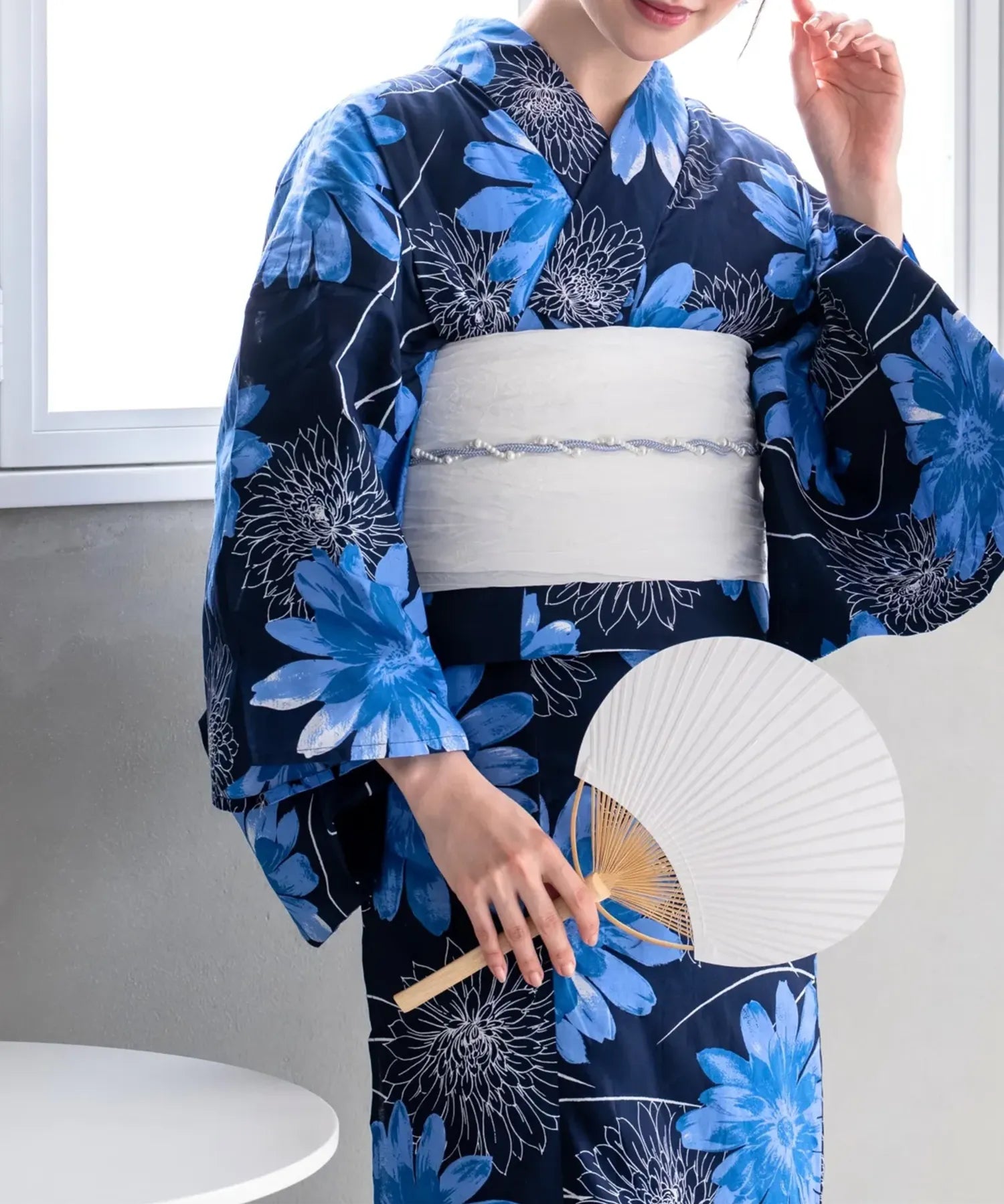 夏花浴衣 蒼花流れ 単品