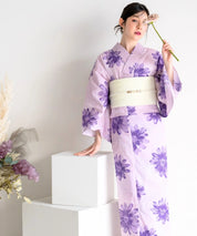 夏花浴衣 紫花ゆらり 単品