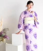夏花浴衣 紫花ゆらり 単品