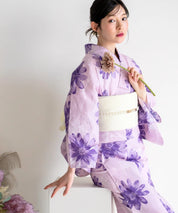夏花浴衣 紫花ゆらり 単品