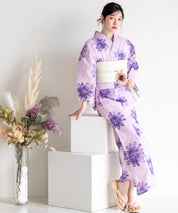 夏花浴衣 紫花ゆらり 単品